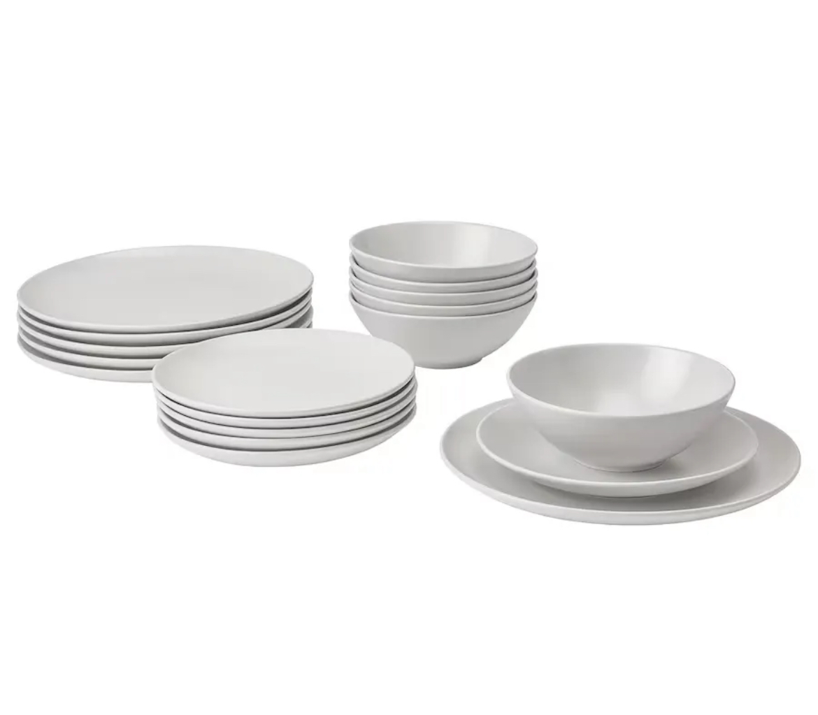 2026_01_14_16_35_IMG_1742 ظروف 18پارچه غذا خوری کرم طوسی ایکیا FARGKLAR - تصویر 1