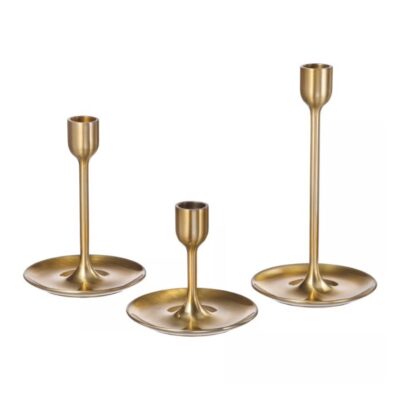 شمعدان طلایی ایکیا مدل FULLTALIG ست ۳ تایی